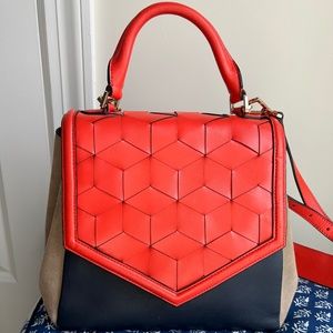 Welden Saunter Leather Suede Handbag Tri-Color Artisian Leatherwork